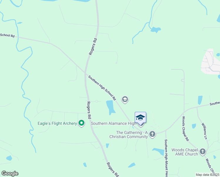 map of restaurants, bars, coffee shops, grocery stores, and more near 843A Southern High School Road in Graham