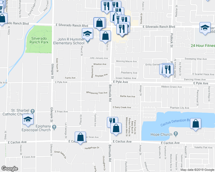 map of restaurants, bars, coffee shops, grocery stores, and more near 395 Sapphire Rock Avenue in Las Vegas