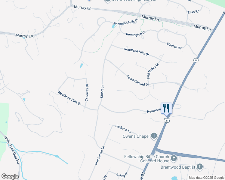 map of restaurants, bars, coffee shops, grocery stores, and more near 5150 Walnut Park Drive in Brentwood
