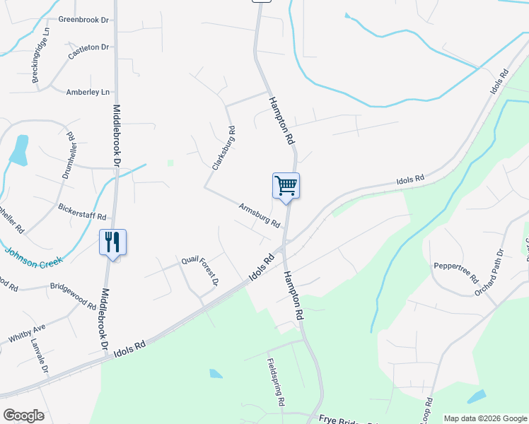 map of restaurants, bars, coffee shops, grocery stores, and more near 6291 Armsburg Road in Clemmons