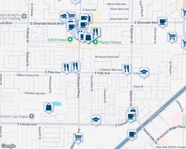 map of restaurants, bars, coffee shops, grocery stores, and more near 1356 Lamplight Village Lane in Las Vegas