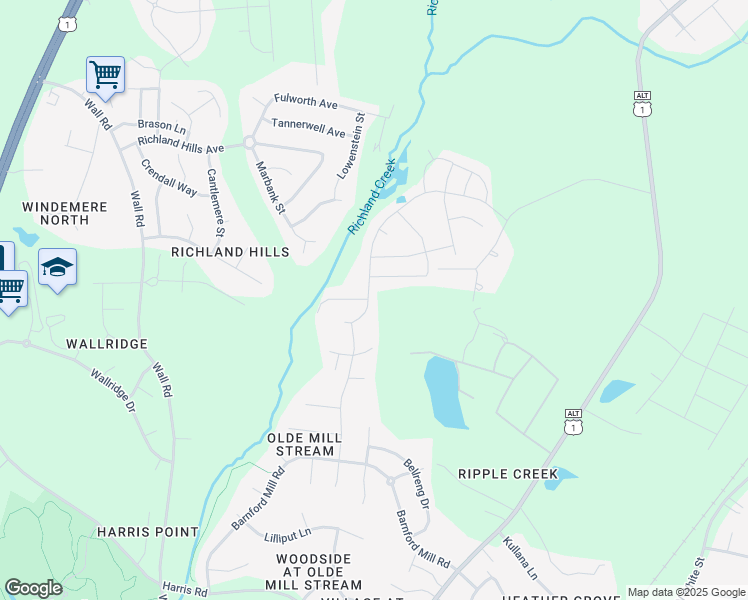 map of restaurants, bars, coffee shops, grocery stores, and more near 1240 Haltwhistle Street in Wake Forest