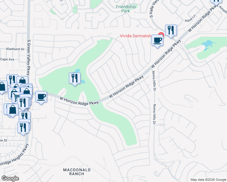 map of restaurants, bars, coffee shops, grocery stores, and more near 2103 Joy View Ln in Henderson