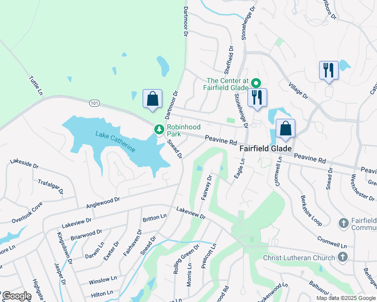 map of restaurants, bars, coffee shops, grocery stores, and more near 111 Howard Terrace in Crossville