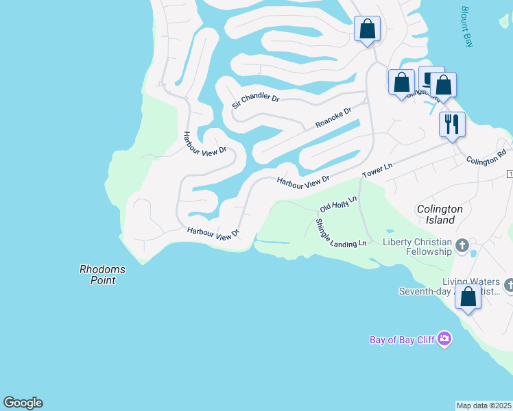 map of restaurants, bars, coffee shops, grocery stores, and more near 103 Dough Court in Kill Devil Hills