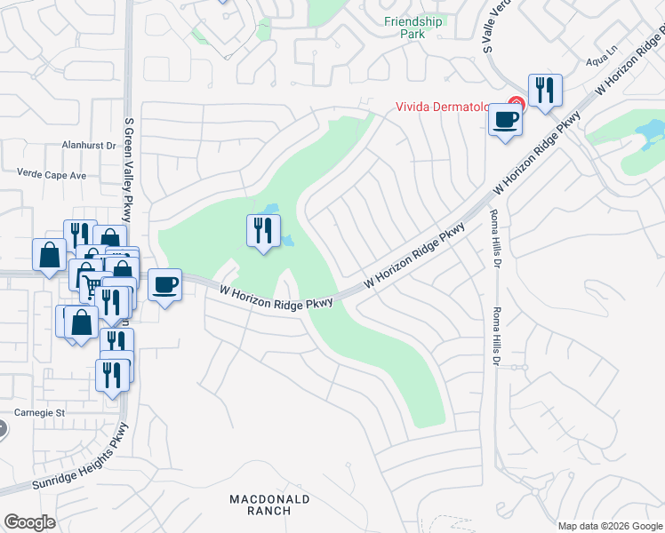 map of restaurants, bars, coffee shops, grocery stores, and more near 510 Eagle Vista Drive in Henderson