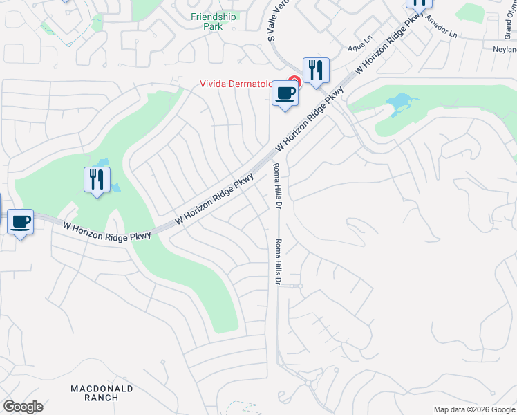 map of restaurants, bars, coffee shops, grocery stores, and more near 1946 High Mesa Drive in Henderson