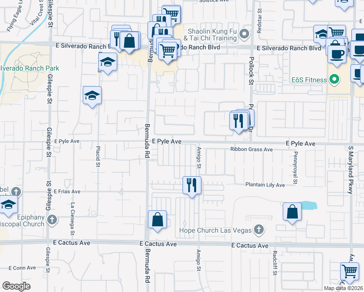 map of restaurants, bars, coffee shops, grocery stores, and more near 10126 Quaint Tree Street in Las Vegas