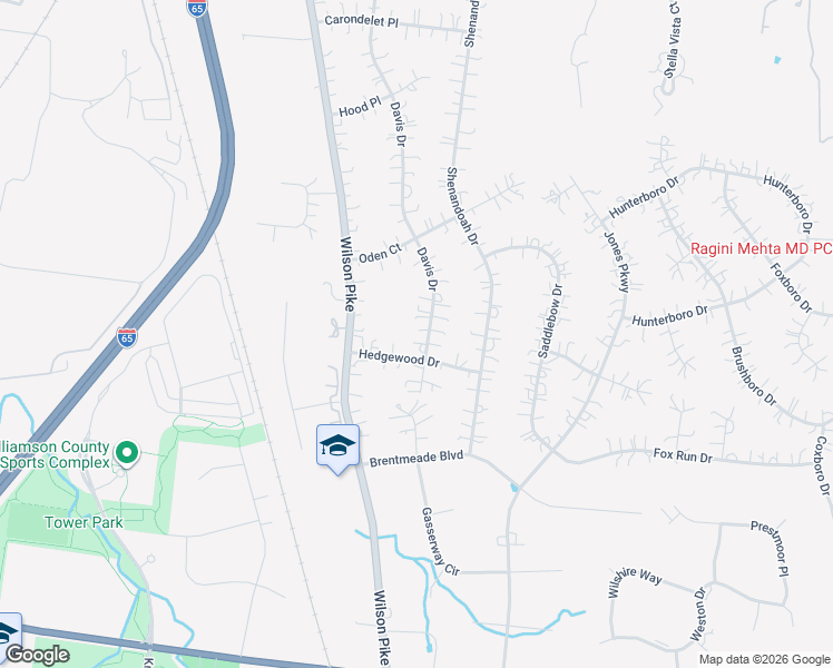 map of restaurants, bars, coffee shops, grocery stores, and more near 807 Davis Drive in Brentwood