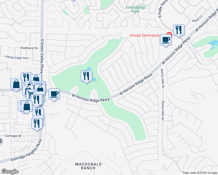 map of restaurants, bars, coffee shops, grocery stores, and more near 510 Eagle Vista Drive in Henderson