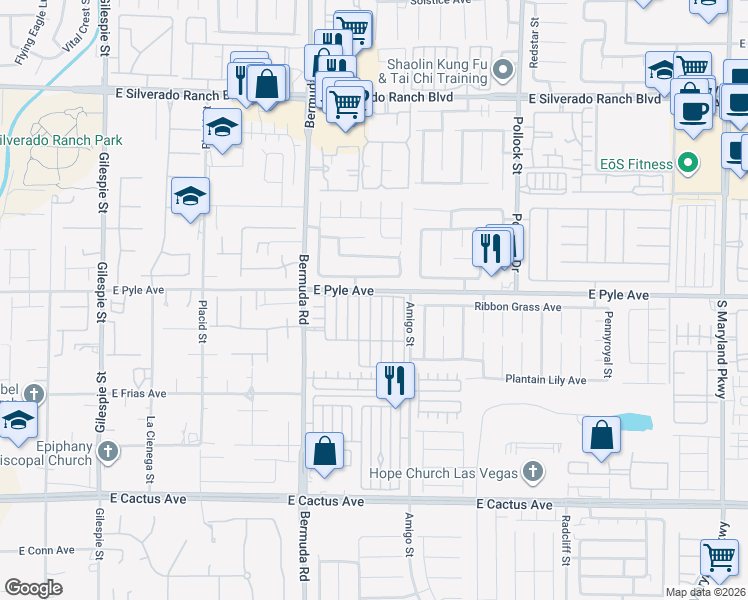 map of restaurants, bars, coffee shops, grocery stores, and more near 10126 Quaint Tree Street in Las Vegas