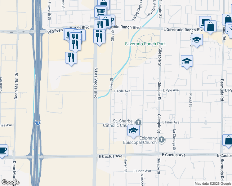 map of restaurants, bars, coffee shops, grocery stores, and more near in Las Vegas