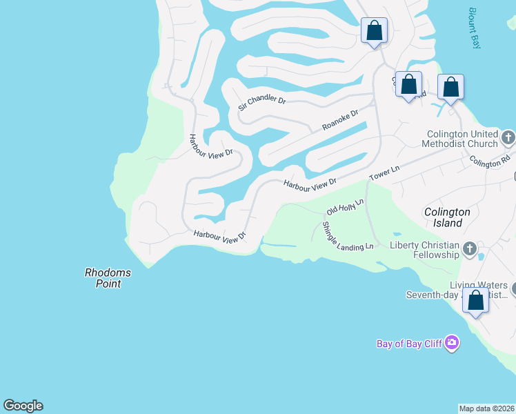 map of restaurants, bars, coffee shops, grocery stores, and more near 103 Dough Court in Kill Devil Hills