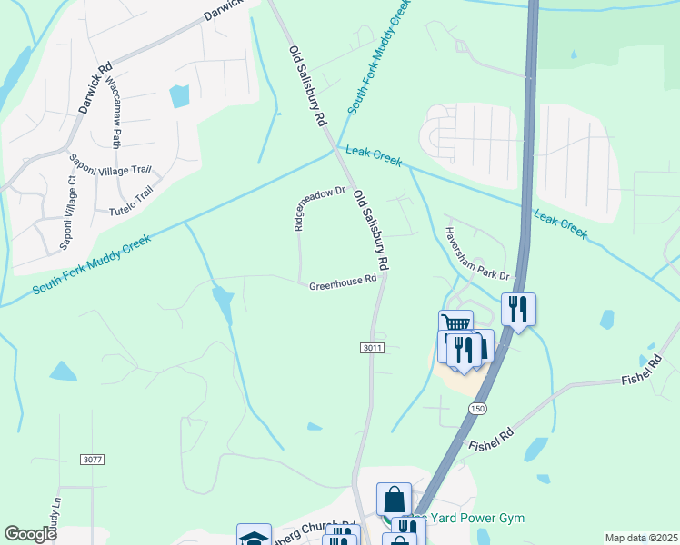 map of restaurants, bars, coffee shops, grocery stores, and more near 3015 Greenhouse Road in Winston-Salem