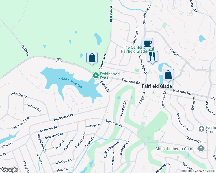 map of restaurants, bars, coffee shops, grocery stores, and more near 111 Gilford Terrace in Crossville