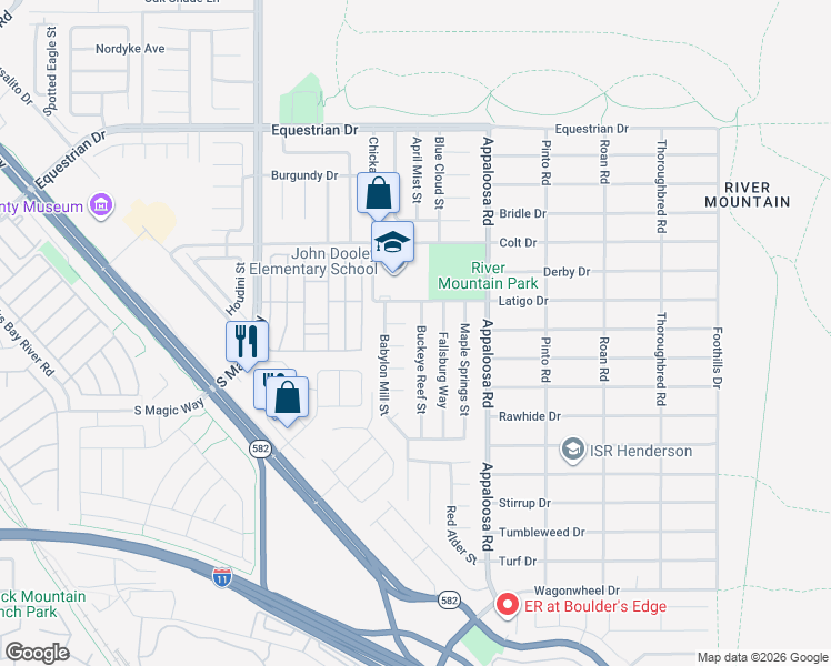 map of restaurants, bars, coffee shops, grocery stores, and more near 2031 Buckeye Reef Street in Henderson