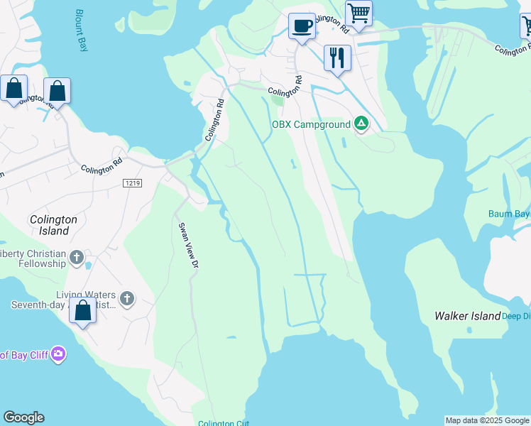 map of restaurants, bars, coffee shops, grocery stores, and more near 246 Sunrise Crossing Drive in Kill Devil Hills