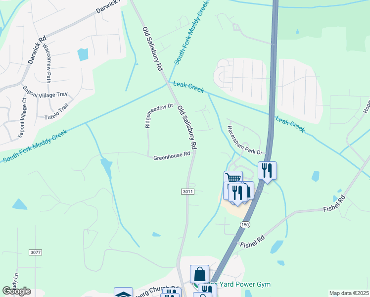 map of restaurants, bars, coffee shops, grocery stores, and more near 3015 Greenhouse Road in Winston-Salem
