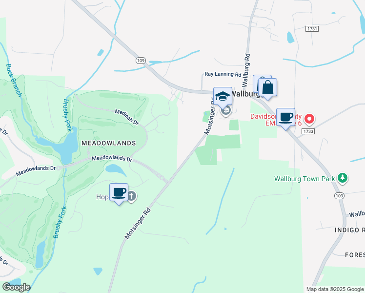 map of restaurants, bars, coffee shops, grocery stores, and more near 470 Motsinger Road in Winston-Salem