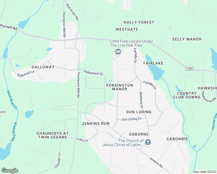 map of restaurants, bars, coffee shops, grocery stores, and more near 8000 Debenham Drive in Wake Forest