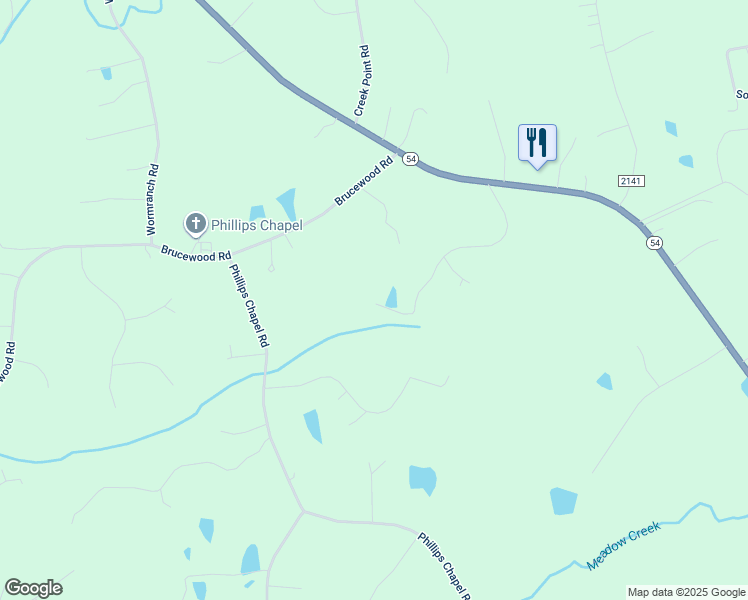 map of restaurants, bars, coffee shops, grocery stores, and more near 2404 Meadow Creek Lane in Graham