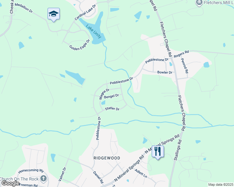 map of restaurants, bars, coffee shops, grocery stores, and more near 1027 Bengel Drive in Durham