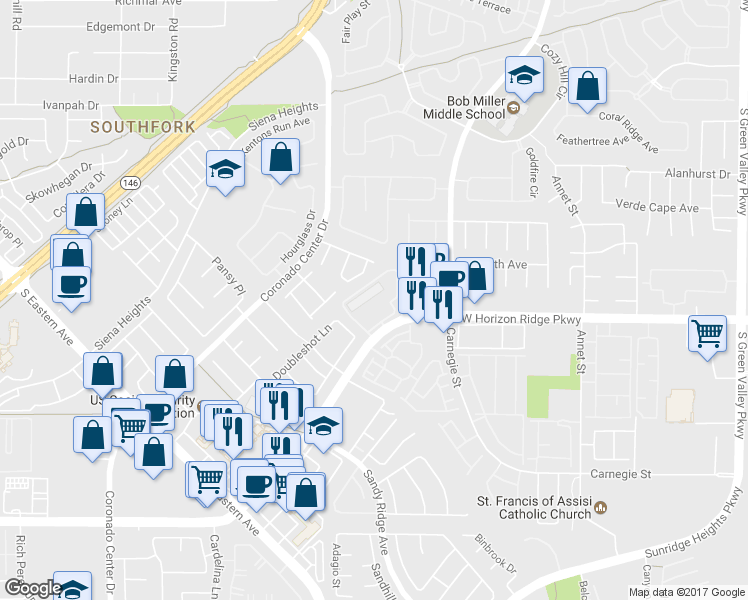 map of restaurants, bars, coffee shops, grocery stores, and more near 2648 Rich Flavor Place in Henderson