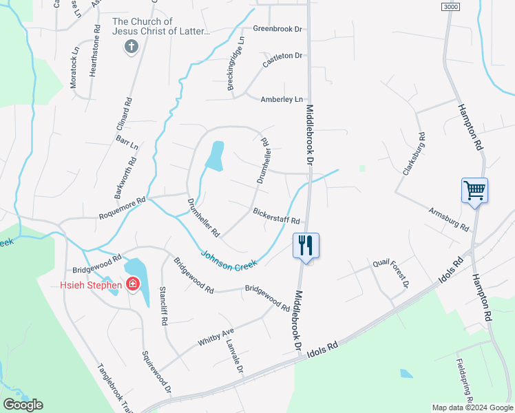 map of restaurants, bars, coffee shops, grocery stores, and more near 141 Bickerstaff Road in Clemmons