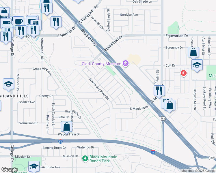 map of restaurants, bars, coffee shops, grocery stores, and more near 999 Pecos River Avenue in Henderson
