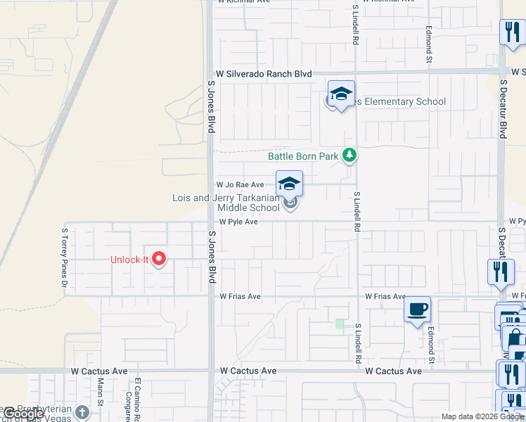 map of restaurants, bars, coffee shops, grocery stores, and more near 10117 South Driftwood Estate Street in Las Vegas