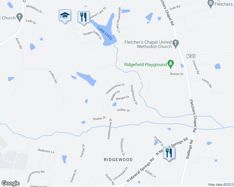 map of restaurants, bars, coffee shops, grocery stores, and more near 512 Magna Drive in Durham