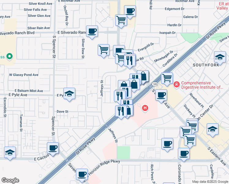 map of restaurants, bars, coffee shops, grocery stores, and more near 10109 Malibu Creek Court in Las Vegas