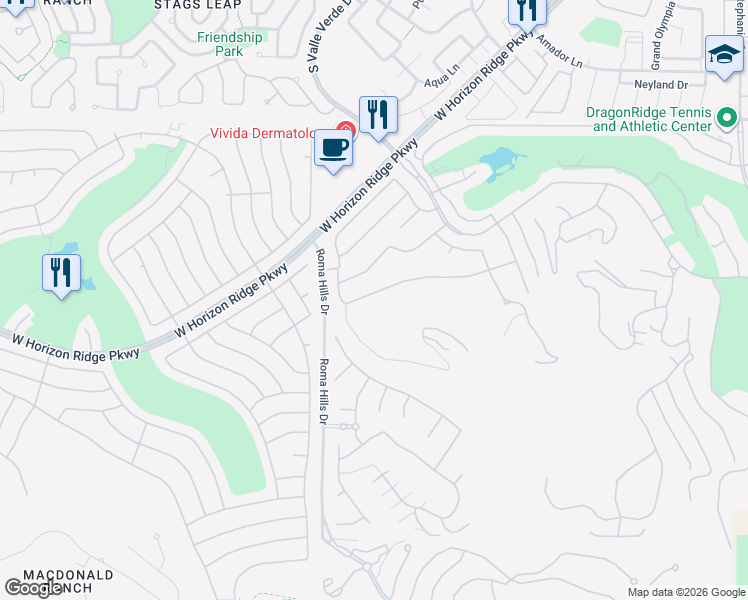 map of restaurants, bars, coffee shops, grocery stores, and more near 1725 Tangiers Drive in Henderson