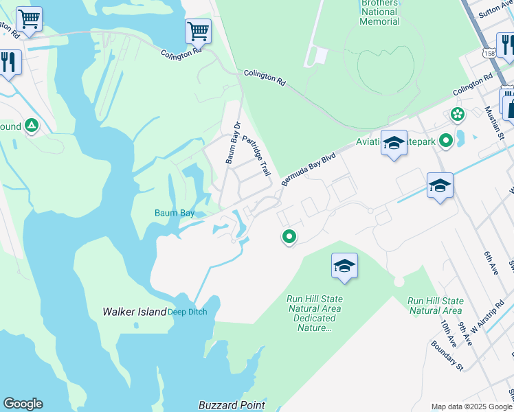 map of restaurants, bars, coffee shops, grocery stores, and more near 1205 Argus Road in Kill Devil Hills