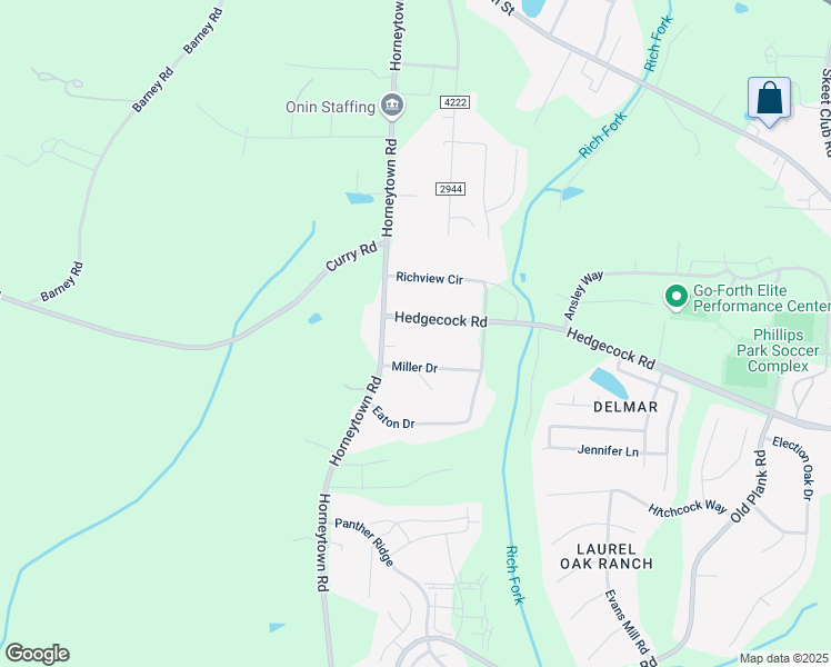map of restaurants, bars, coffee shops, grocery stores, and more near 1225 Hedgecock Road in High Point