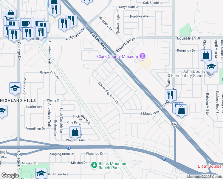 map of restaurants, bars, coffee shops, grocery stores, and more near 985 Mackenzie River Avenue in Henderson