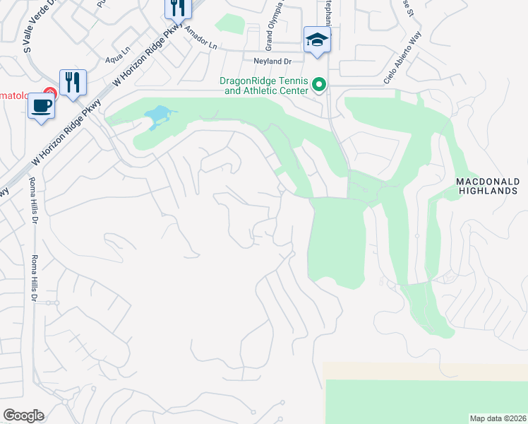 map of restaurants, bars, coffee shops, grocery stores, and more near 1463 Solitude Ridge in Henderson
