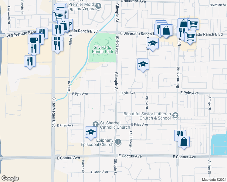 map of restaurants, bars, coffee shops, grocery stores, and more near in Clark County