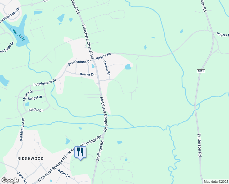 map of restaurants, bars, coffee shops, grocery stores, and more near 4104 Fiesta Road in Durham