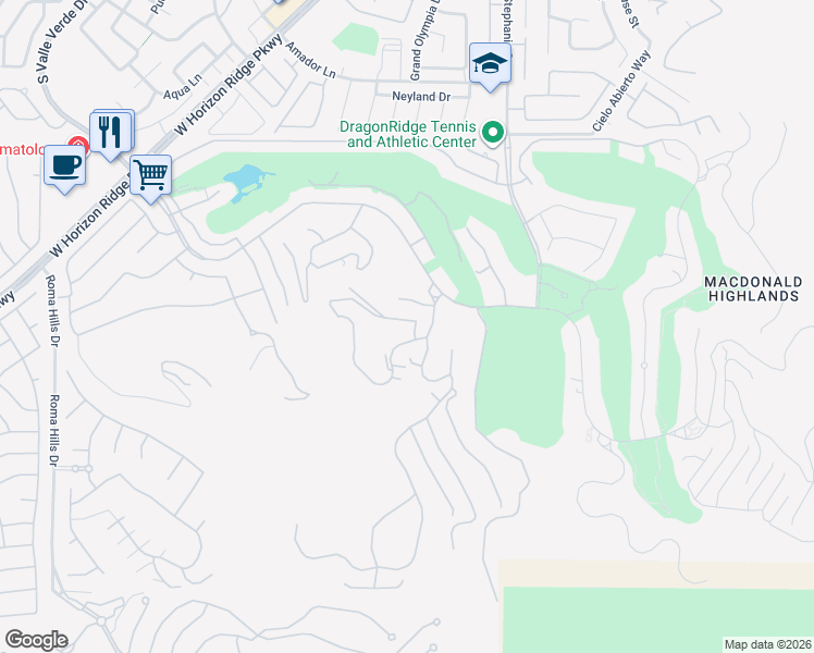 map of restaurants, bars, coffee shops, grocery stores, and more near 1463 Solitude Ridge in Henderson