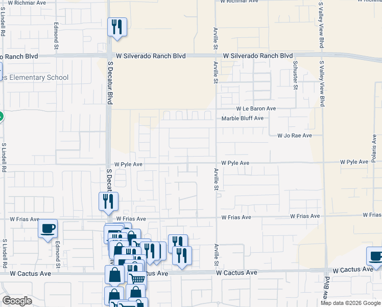 map of restaurants, bars, coffee shops, grocery stores, and more near 4488 Ginger Hills Avenue in Las Vegas