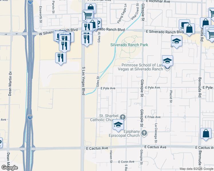 map of restaurants, bars, coffee shops, grocery stores, and more near in Las Vegas