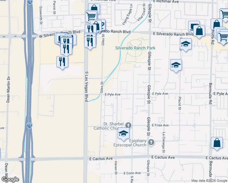 map of restaurants, bars, coffee shops, grocery stores, and more near in Las Vegas