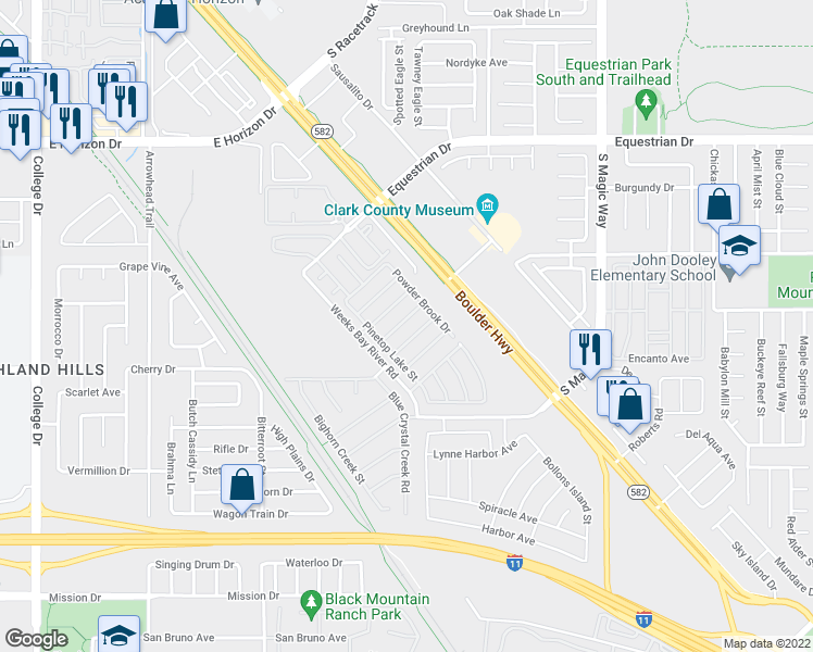 map of restaurants, bars, coffee shops, grocery stores, and more near 1011 Pecos River Avenue in Henderson