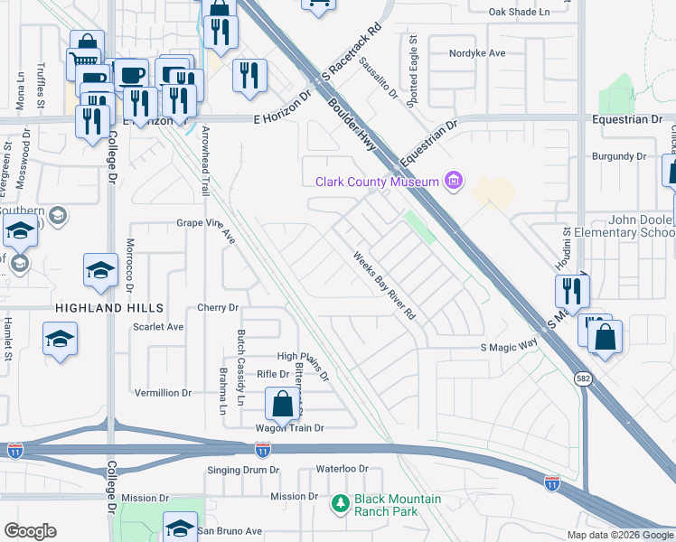map of restaurants, bars, coffee shops, grocery stores, and more near 666 Tranquil Bay Court in Henderson