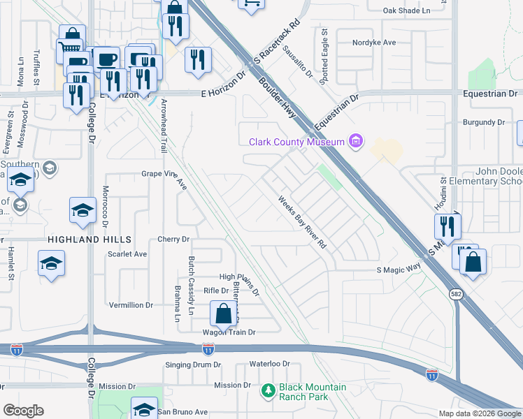 map of restaurants, bars, coffee shops, grocery stores, and more near 970 Rye Creek Court in Henderson