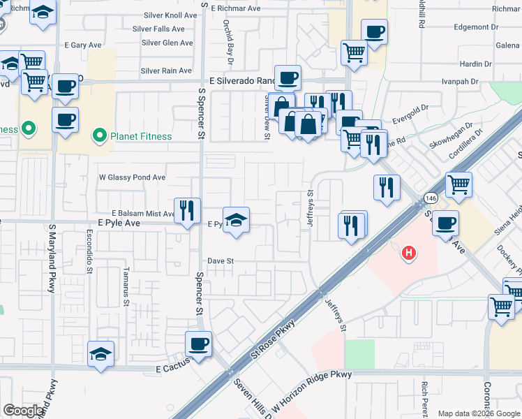 map of restaurants, bars, coffee shops, grocery stores, and more near 2094 Spiers Avenue in Las Vegas