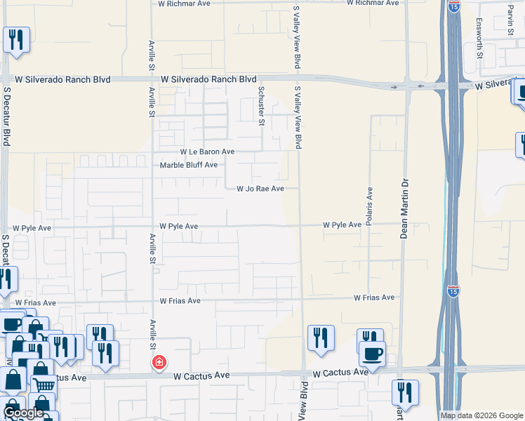 map of restaurants, bars, coffee shops, grocery stores, and more near 3946 Blooming Orange Avenue in Las Vegas