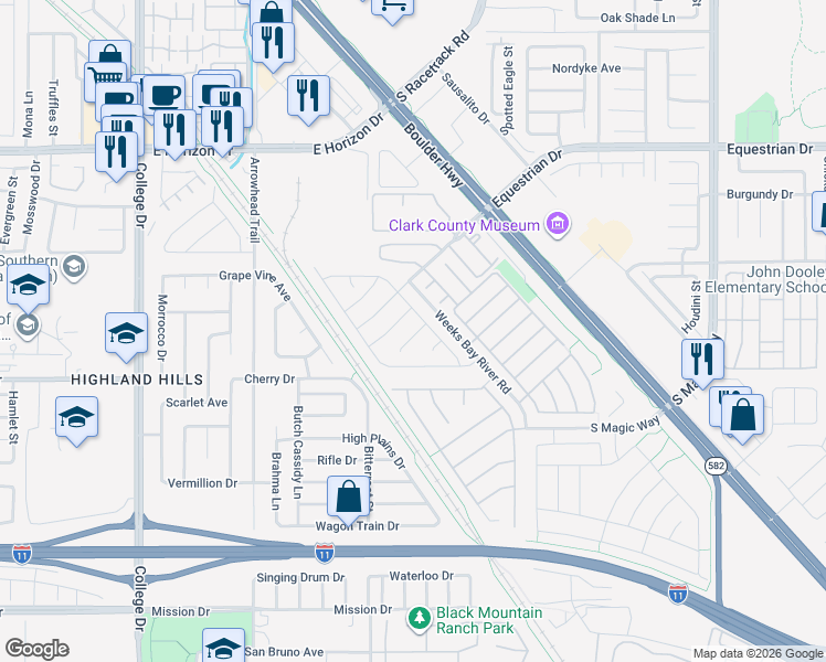 map of restaurants, bars, coffee shops, grocery stores, and more near 666 Tranquil Bay Court in Henderson