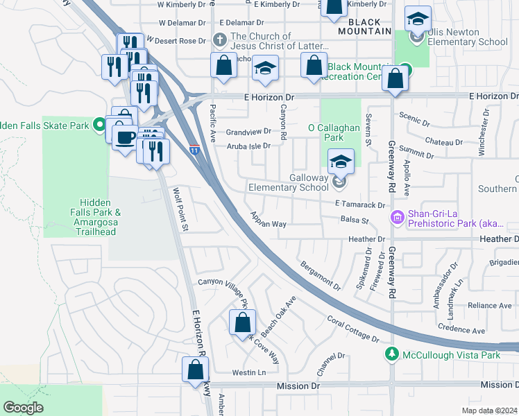 map of restaurants, bars, coffee shops, grocery stores, and more near 726 Prospect Avenue in Henderson
